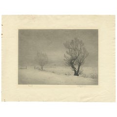 Vintage Etching of a Winter Landscape by Gerlsma 'circa 1960'