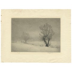 Used Etching of a Winter Landscape by Gerlsma, circa 1960