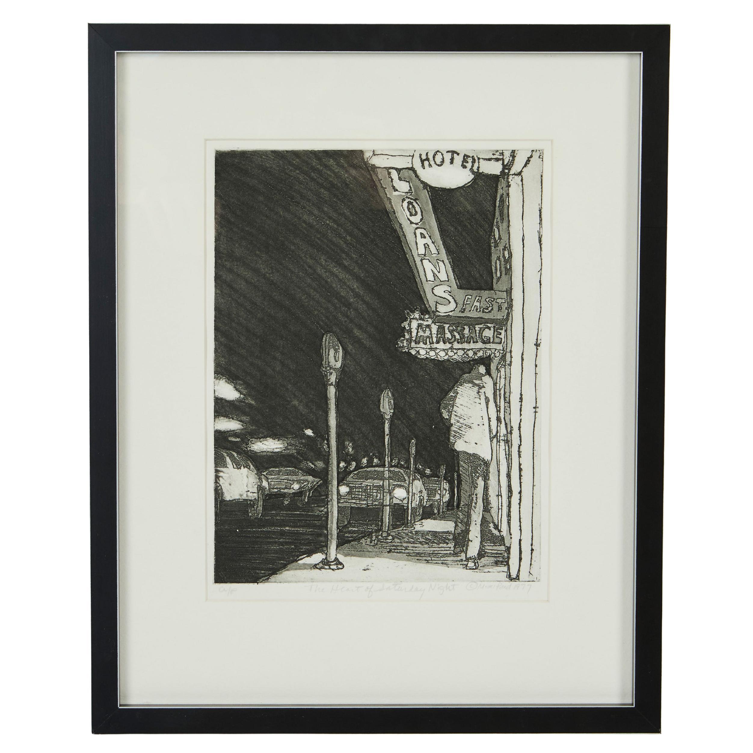 Vintage Etching Titled "The Heart of Saturday Night", Signed by Artist