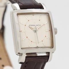 Vintage Eterna Square-Shaped Stainless Steel Watch, 1952
