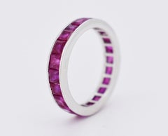 Vintage Eternity Band Ring in White Gold and Natural Rubies
