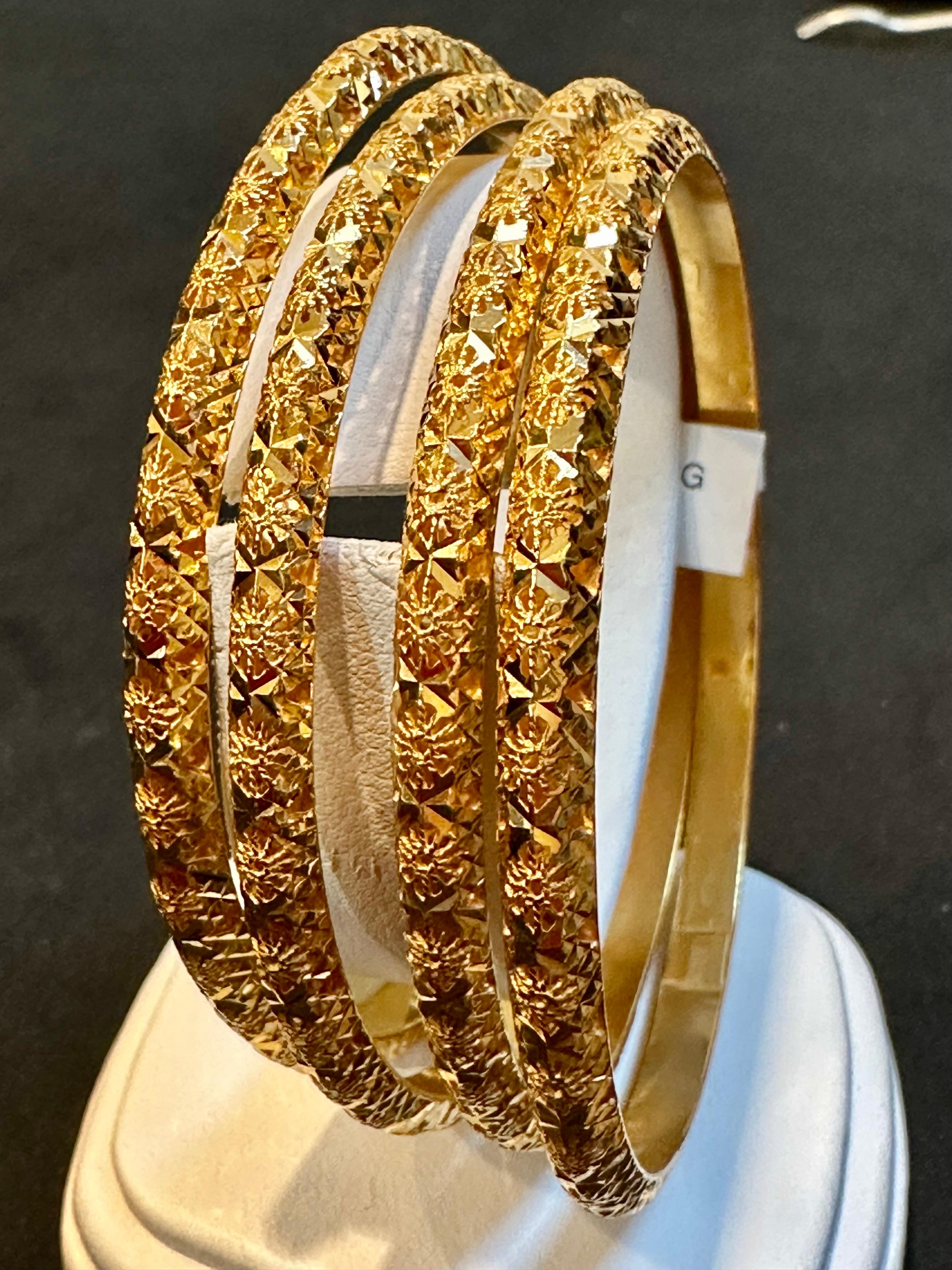 Bracelet jonc d'éternité vintage en or jaune 21 carats 53 grammes, lot de 4 carats en vente 8