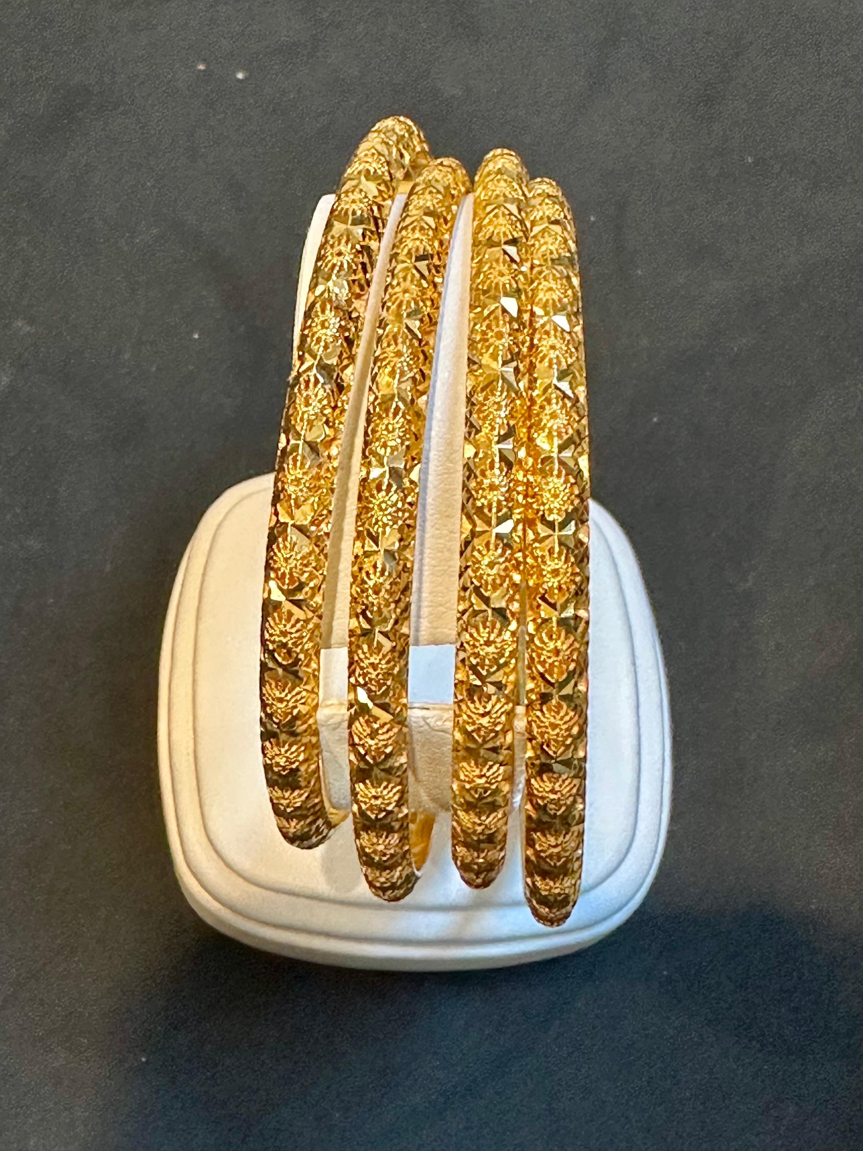Bracelet jonc d'éternité vintage en or jaune 21 carats 53 grammes, lot de 4 carats en vente 10