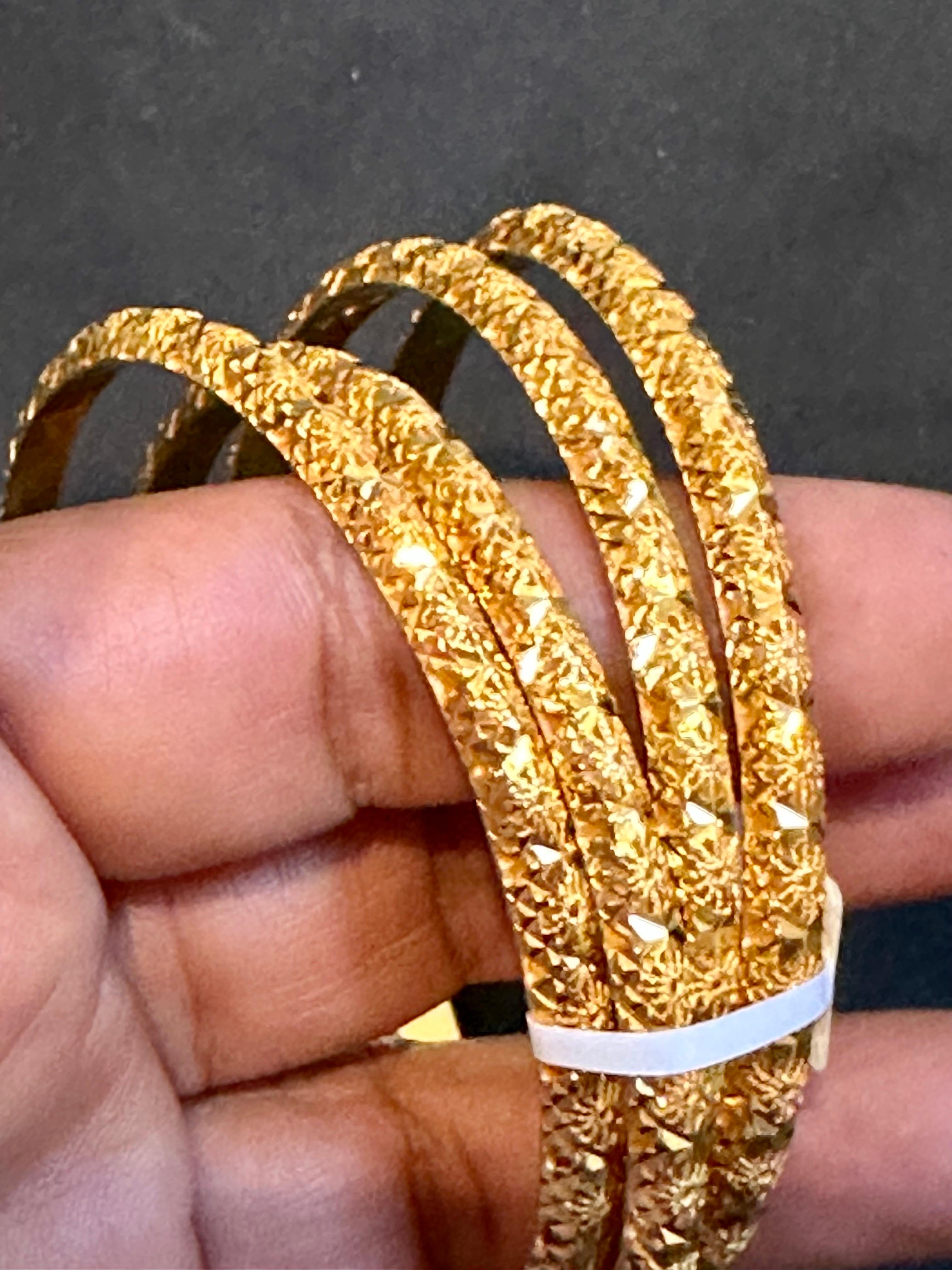 Vintage Eternity Bangle Bracelet 21 Karat Yellow Gold 53 Grams, Set of 4 Churi 2