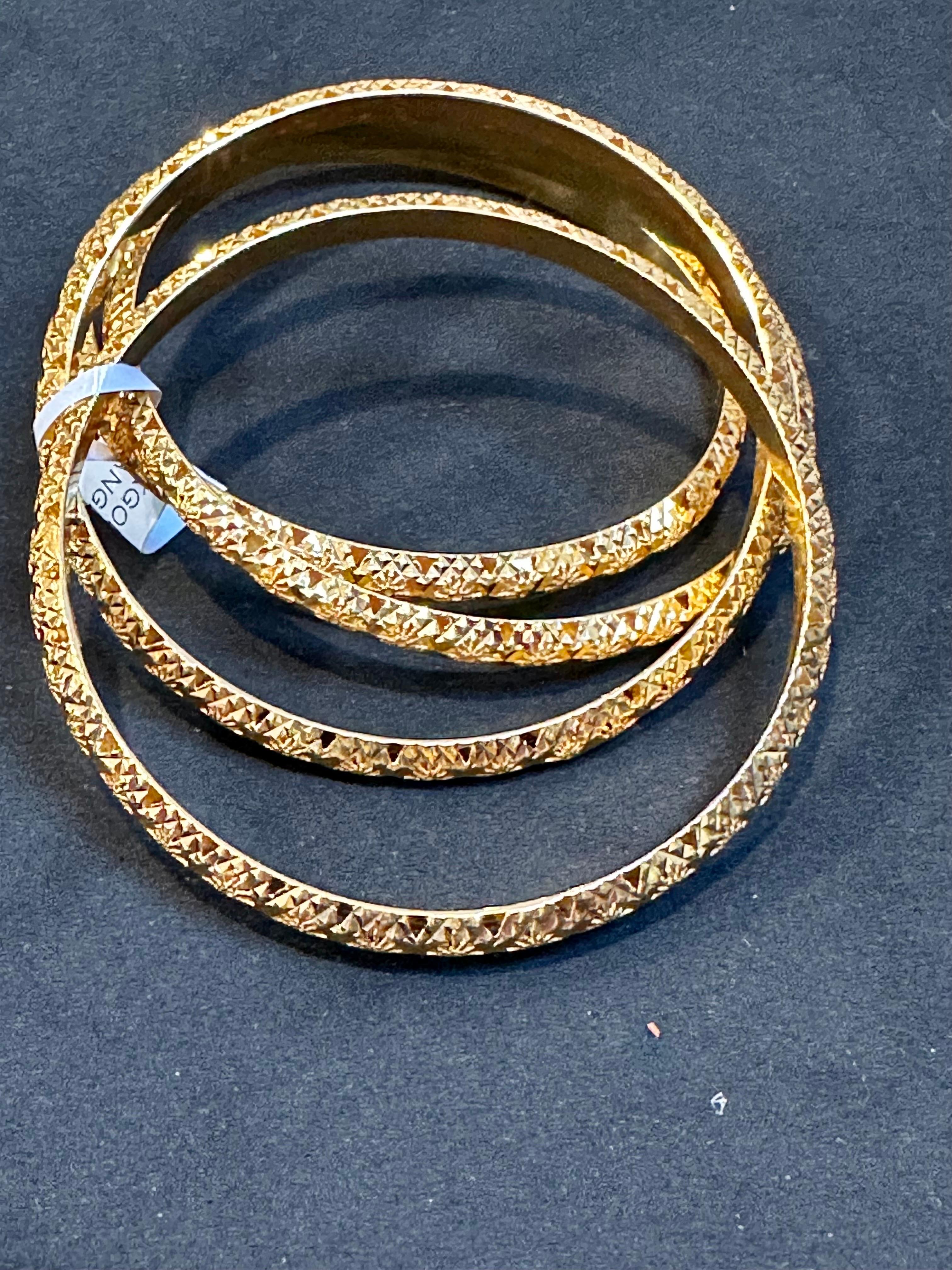 Vintage Eternity Bangle Bracelet 21 Karat Yellow Gold 53 Grams, Set of 4 Churi 5