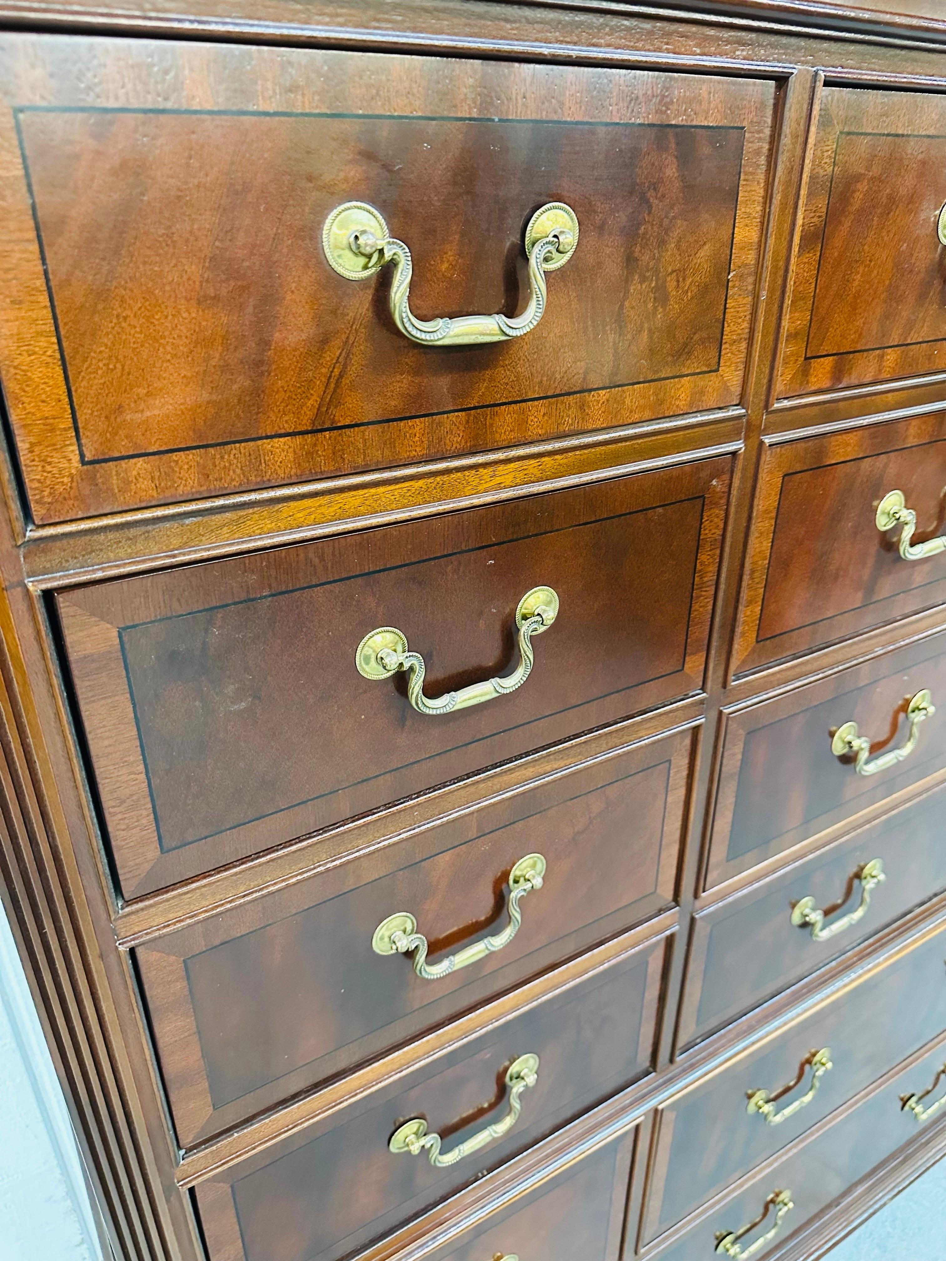 Brass Vintage Ethan Allen “18th Century” Mahogany Chest of Drawers