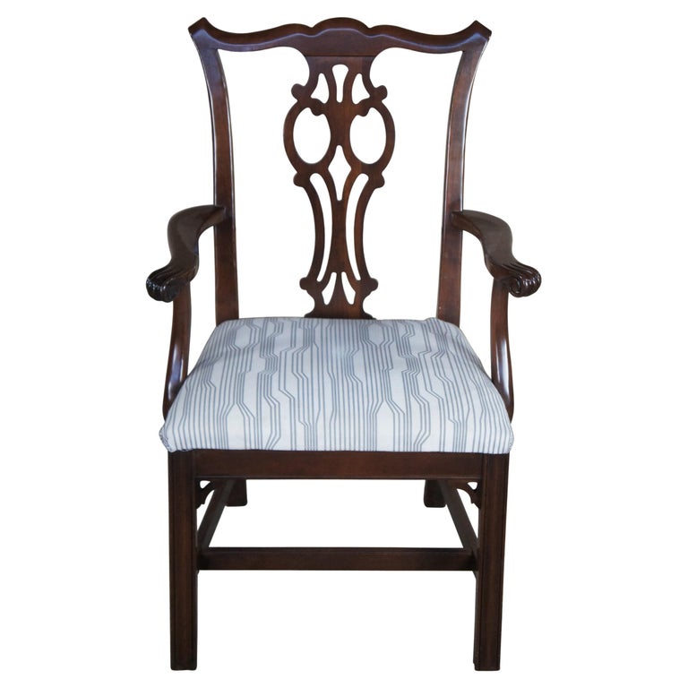 Vintage Ethan Allen Georgian Court Solid Cherry Chippendale Arm Chair