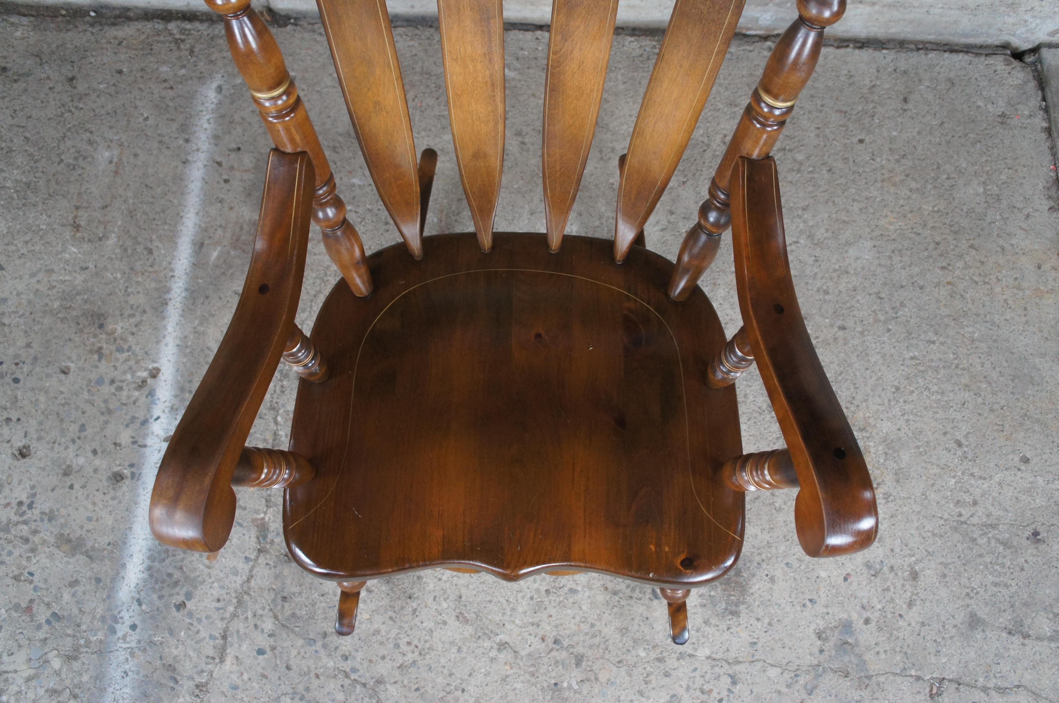 Late 20th Century Vintage Ethan Allen Old Tavern Pine Stenciled Back Rocking Chair Rocker 12-9019