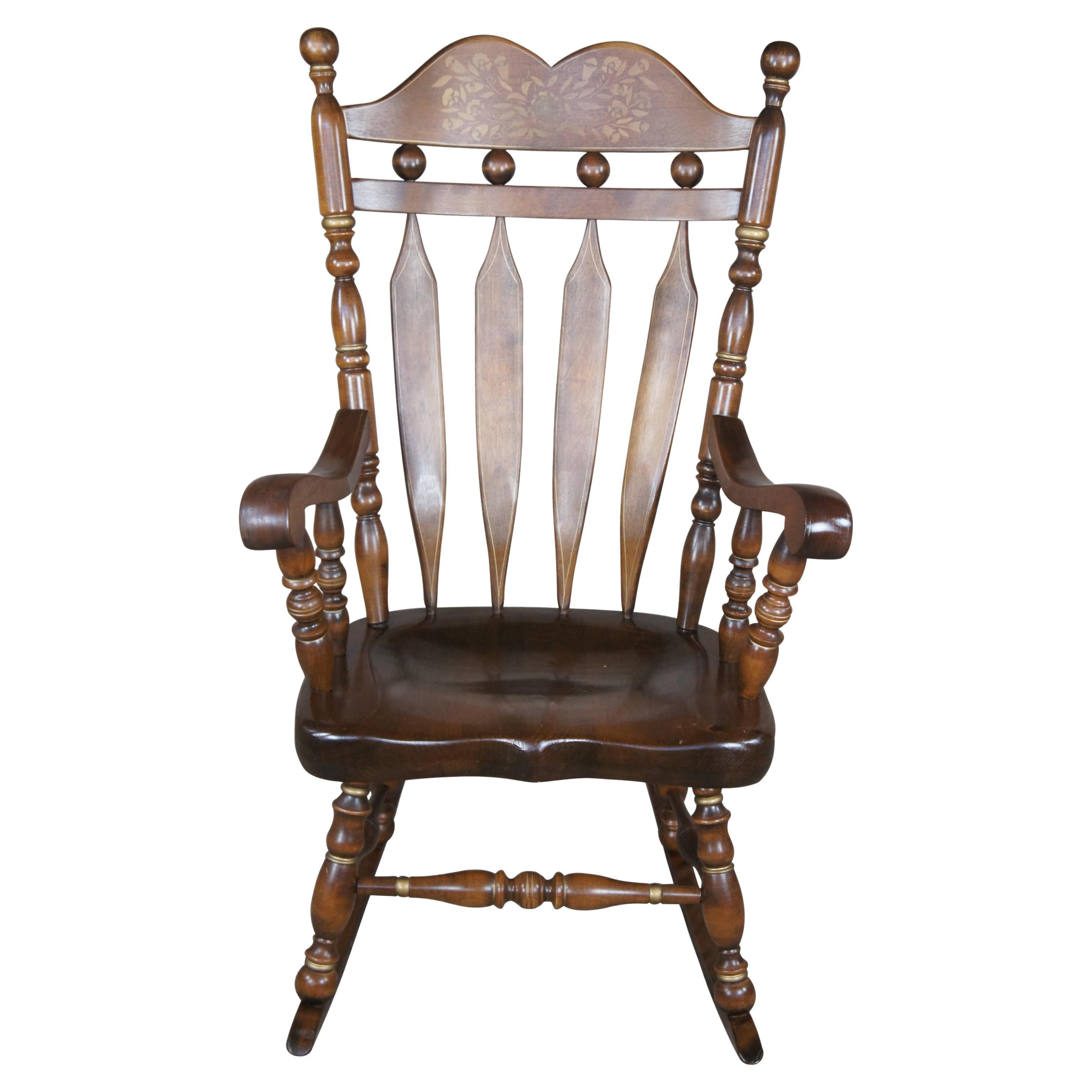 Vintage Ethan Allen Old Tavern Pine Stenciled Back Rocking Chair Rocker 12-9019