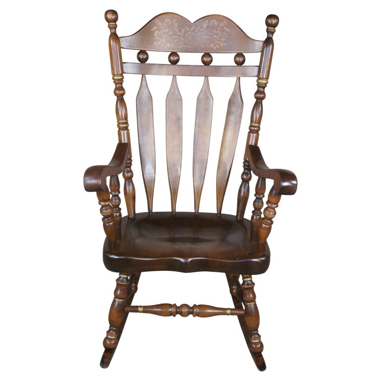 Vintage Ethan Allen Old Tavern Pine Stencilled Back Rocking Chair ...