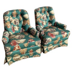 Vintage Ethan Allen Tufted Lounge Chairs - A Pair