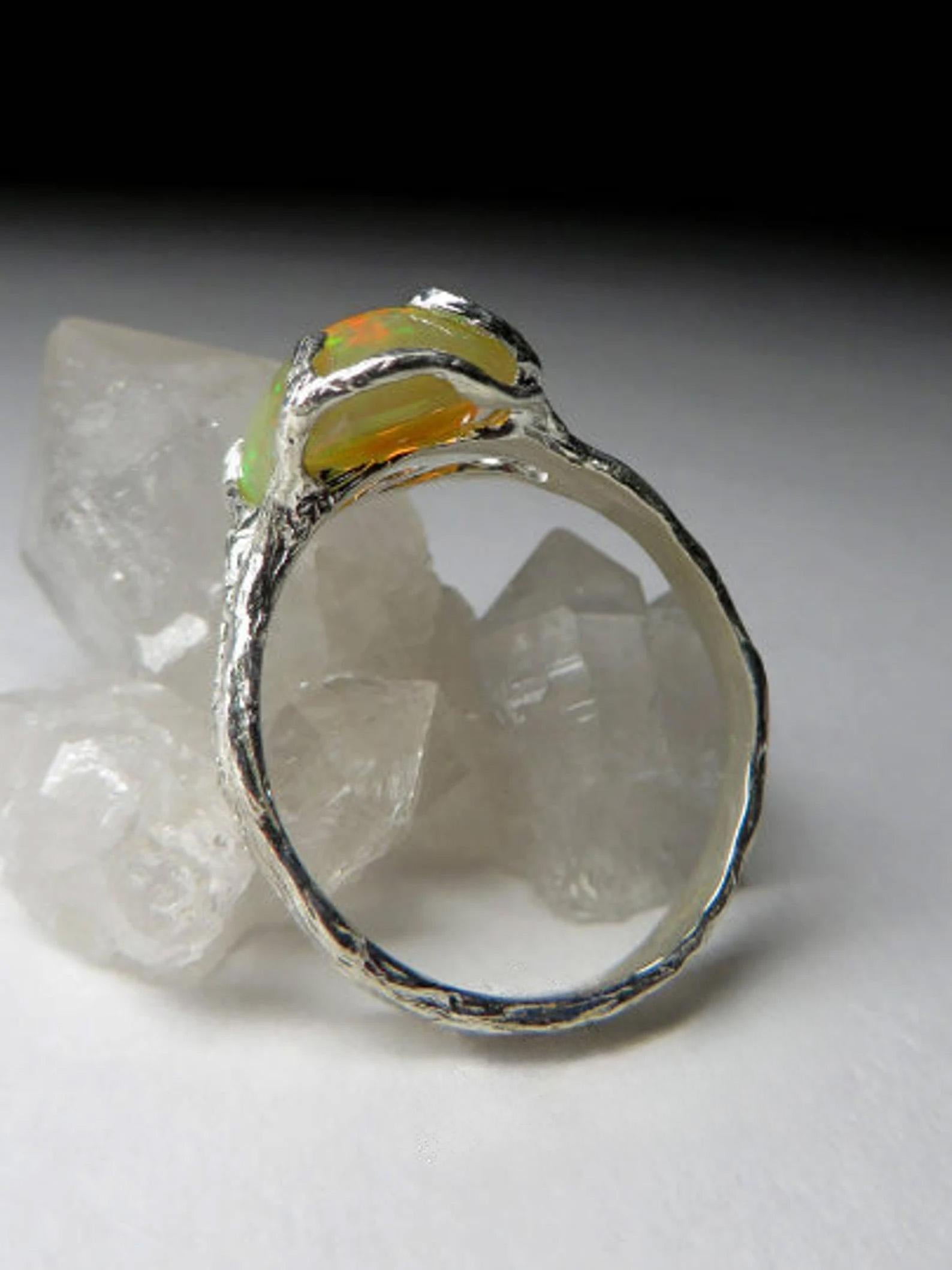 Anillo de plata con ópalo etíope vintage Piedra preciosa etíope natural Joyería fina en venta 2