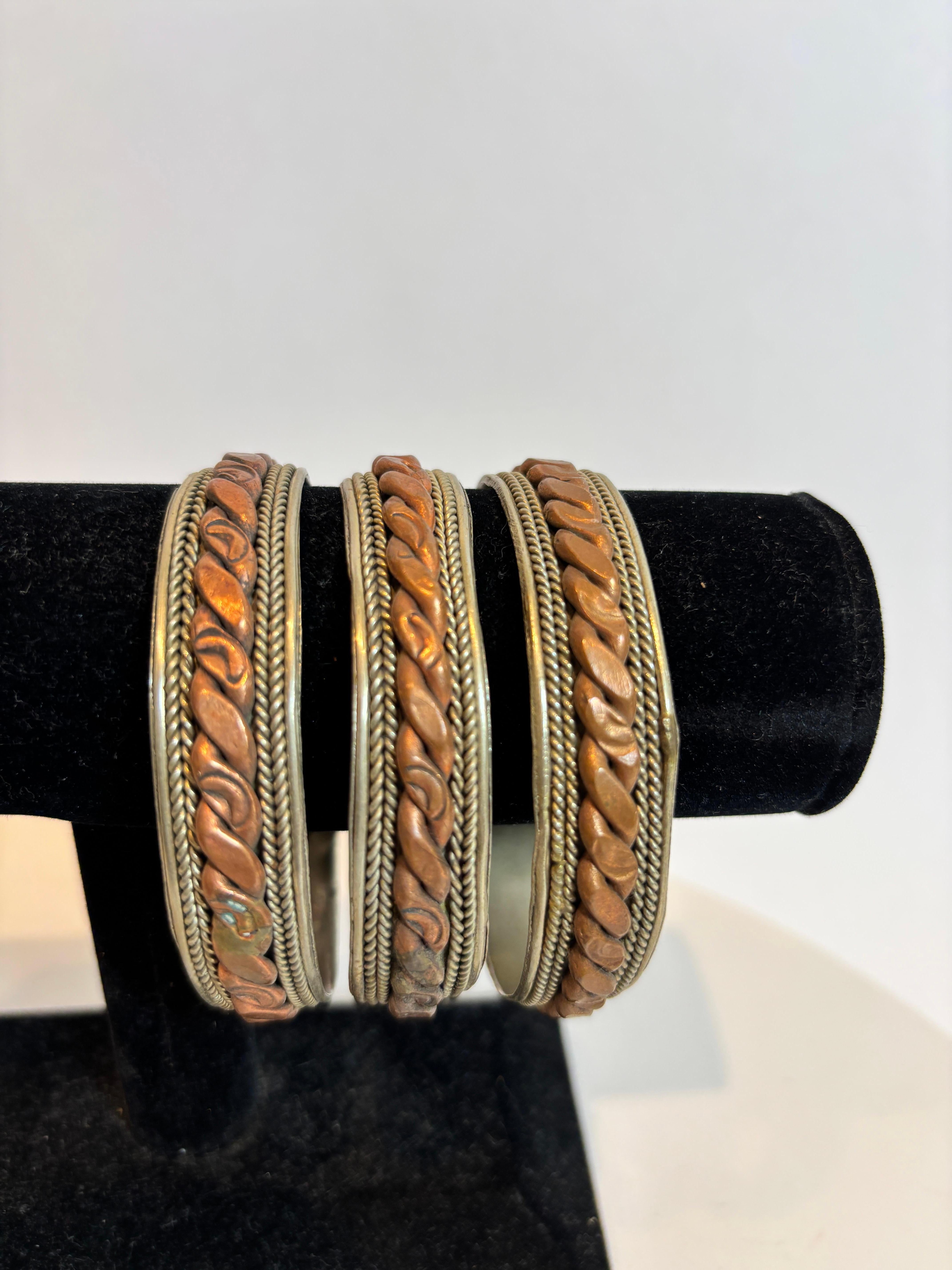 Bracciale etnico berbero nordafricano d'epoca in argento e rame in vendita 3