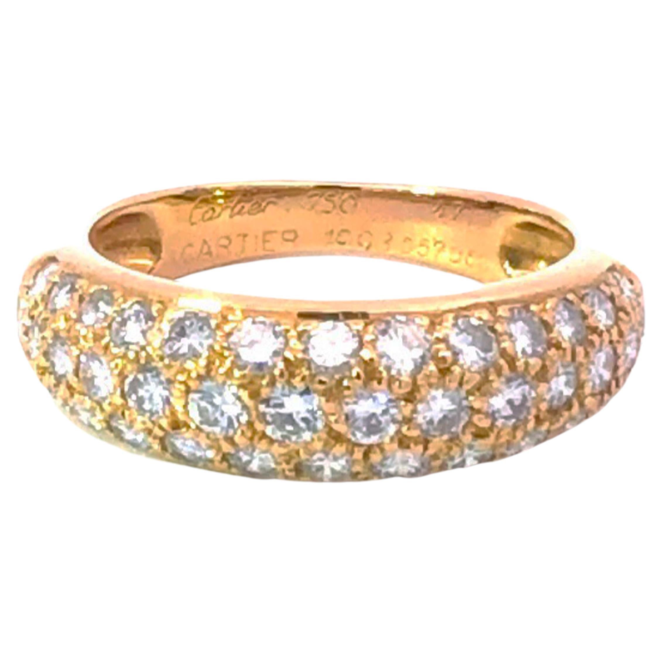 Vieille bague Étincelle De Cartier avec diamants en or jaune 18k en vente