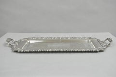 Vintage Eton Sheffield Floral Repousse Silver Plated Narrow Serving Platter Tray