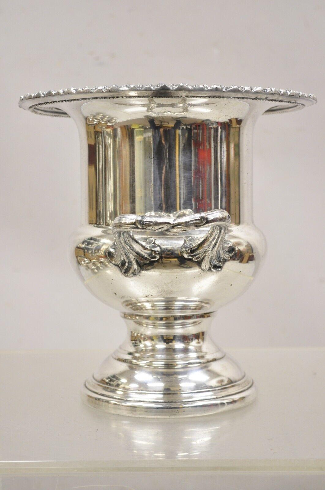 Vintage Eton Silver Plated Twin Handle Trophy Cup Champagne Chiller Ice Bucket. Circa Mid 20th Century. Measurements: 10 