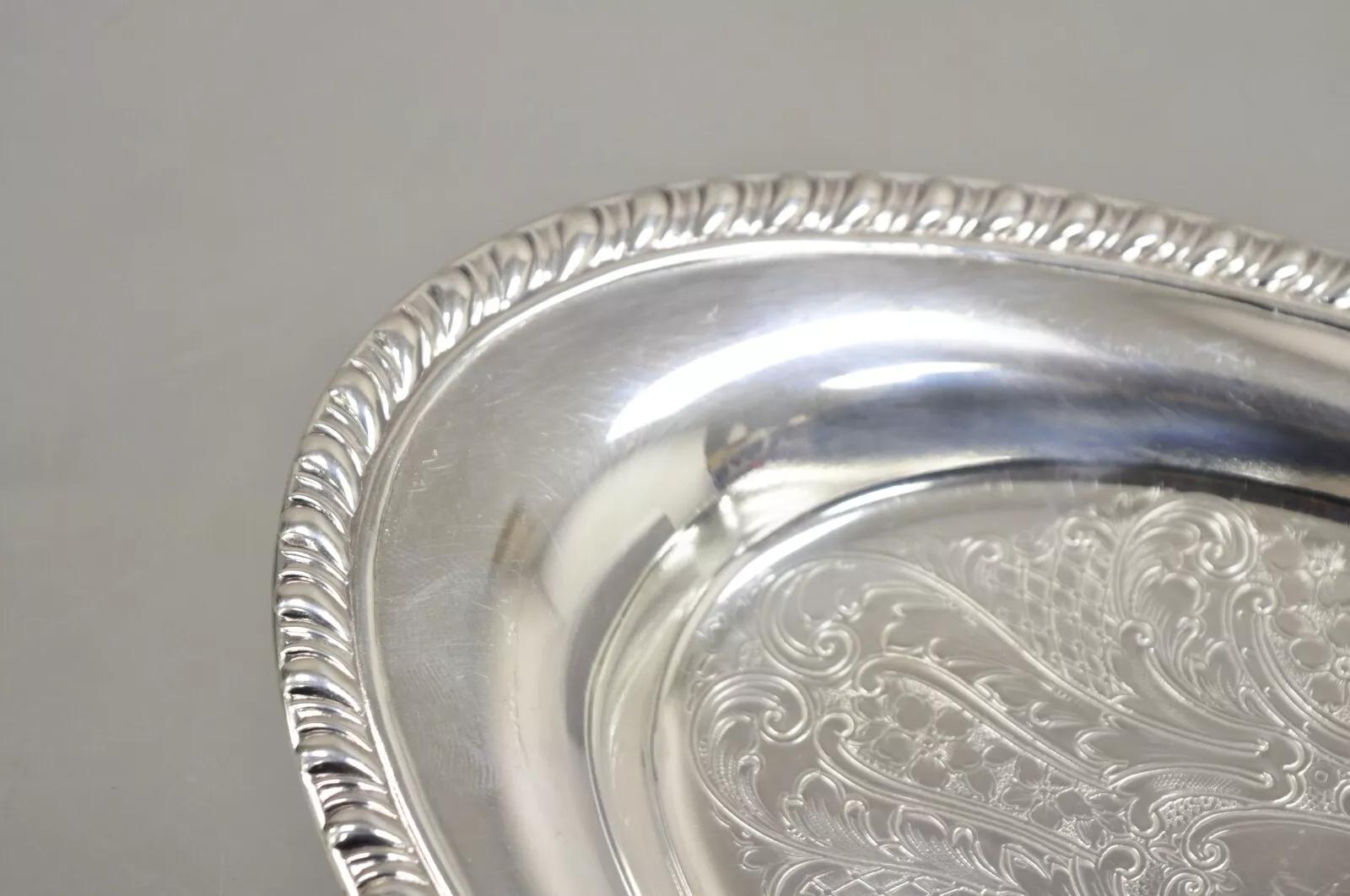 Plato baratija ovalado pequeño de estilo victoriano Vintage Eton bañado en plata Desconocido en venta