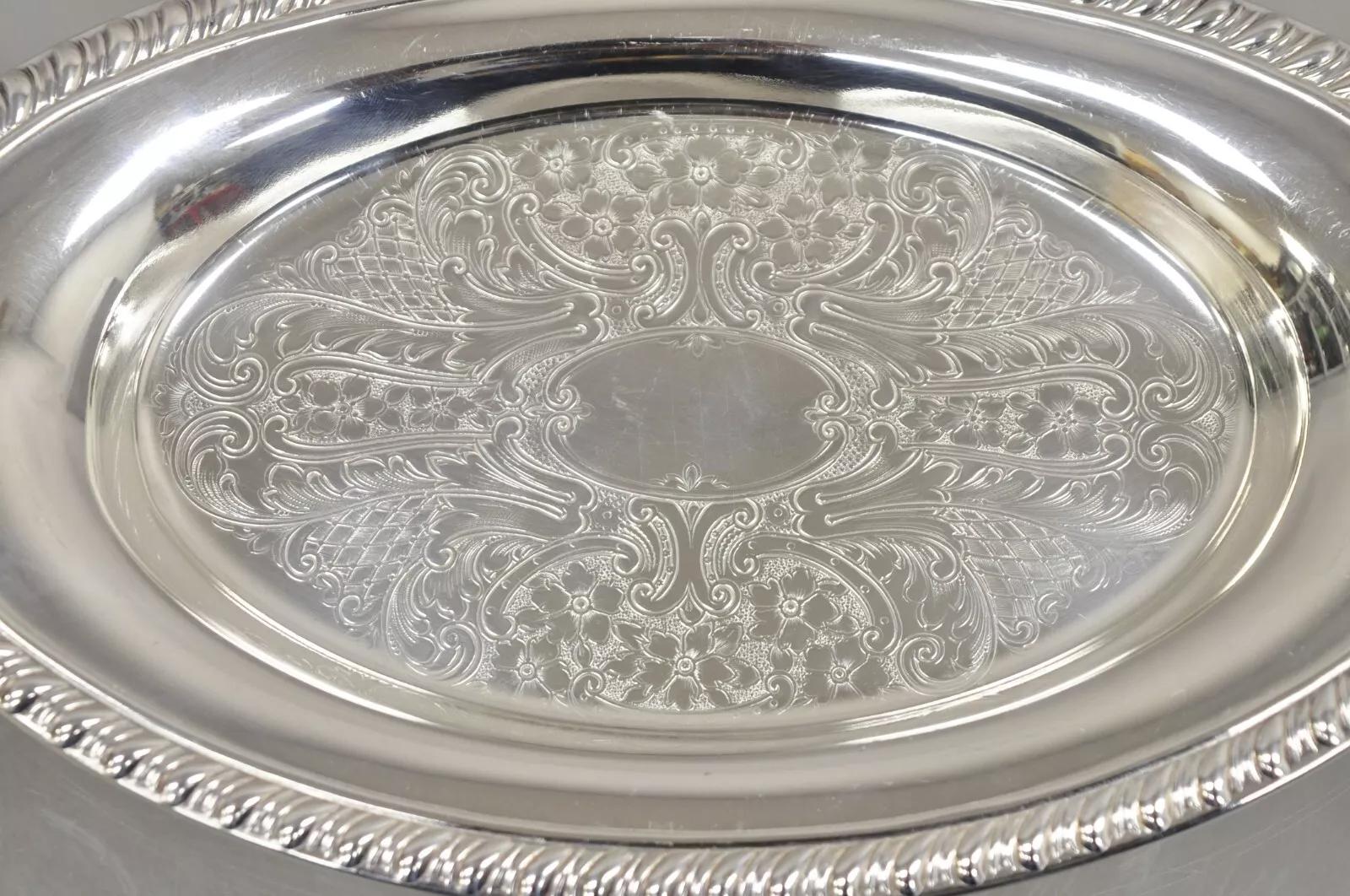 Plato baratija ovalado pequeño de estilo victoriano Vintage Eton bañado en plata en Bueno estado para la venta en Philadelphia, PA
