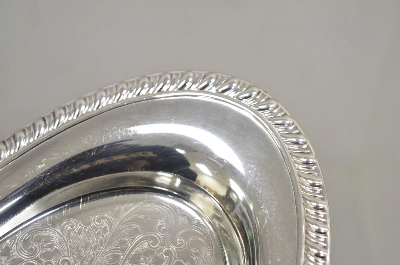 Plato baratija ovalado pequeño de estilo victoriano Vintage Eton bañado en plata siglo XX en venta