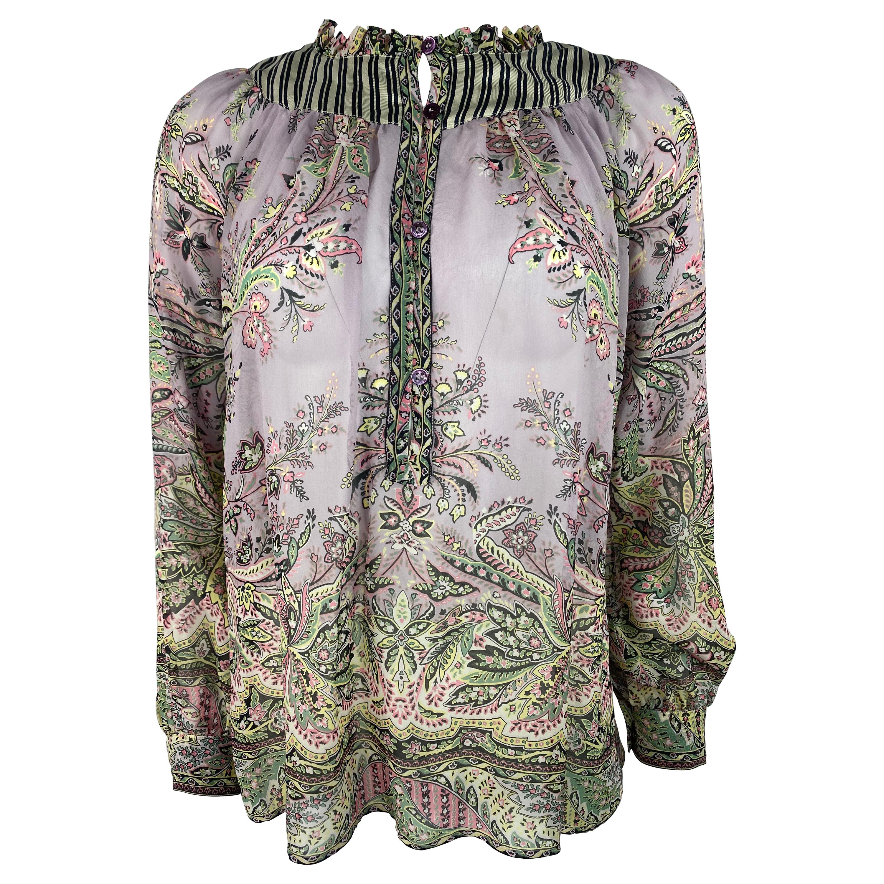 Vintage Etro Floral Blouse Top, Size 38