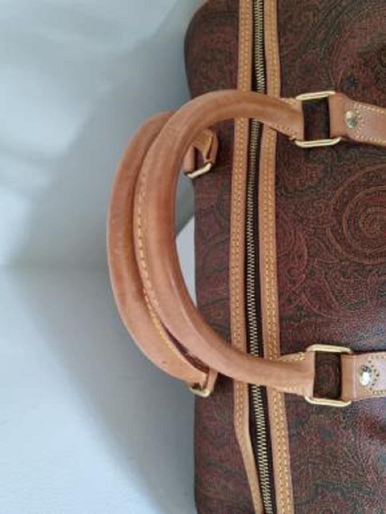 Etro Paisley Canvas 48H Wochenendtasche (Braun) im Angebot