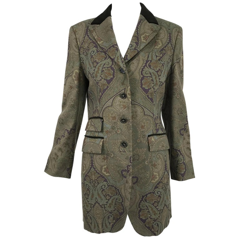 Vintage Etro Paisley Wool Riding Jacket 1990s at 1stDibs