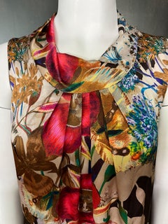 Vintage Etro Silk Multicolored Top Blouse, Size 42