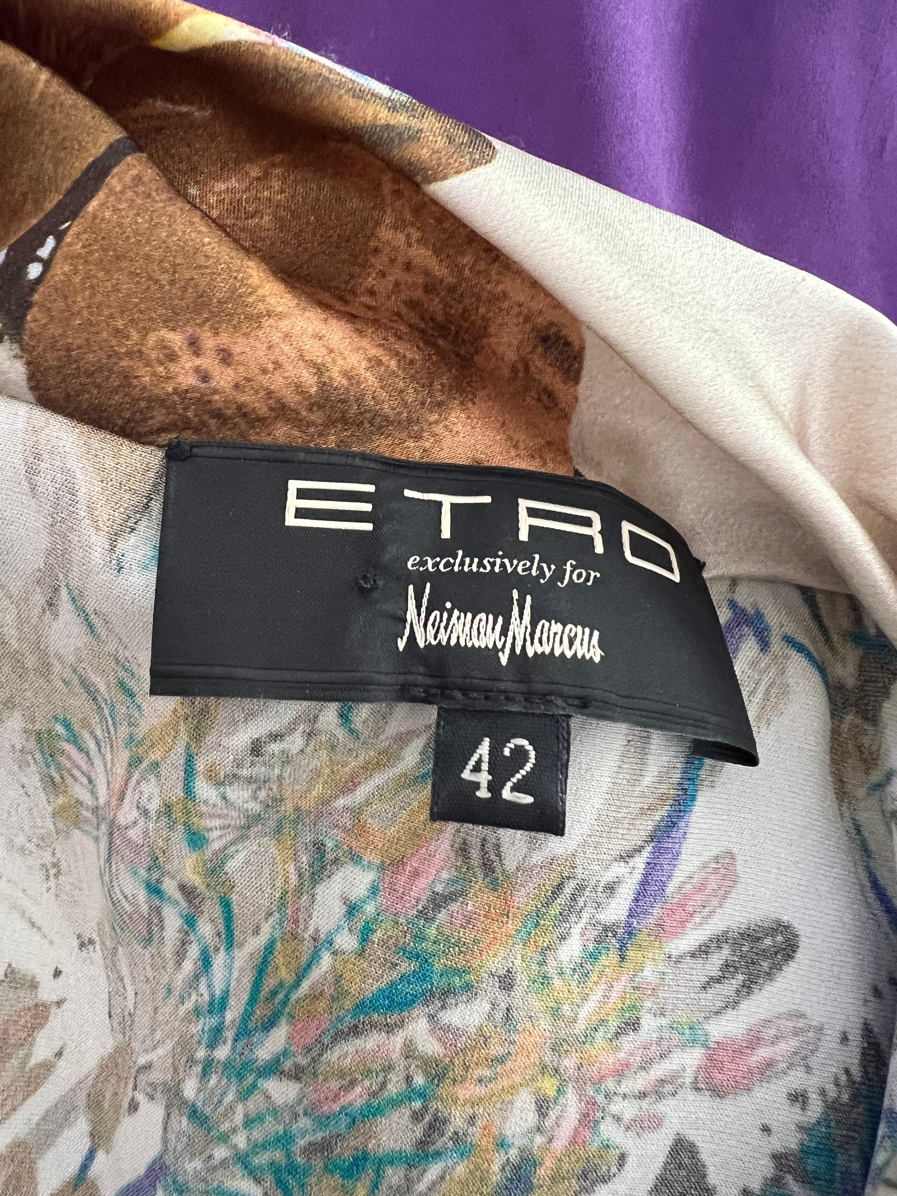 Vintage Etro Silk Multicolored Top Blouse, Size 42 For Sale 2