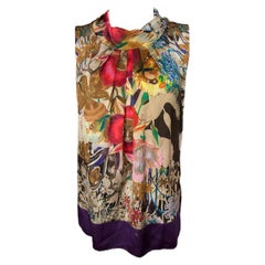 Vintage Etro Silk Multicolored Top Blouse, Size 42