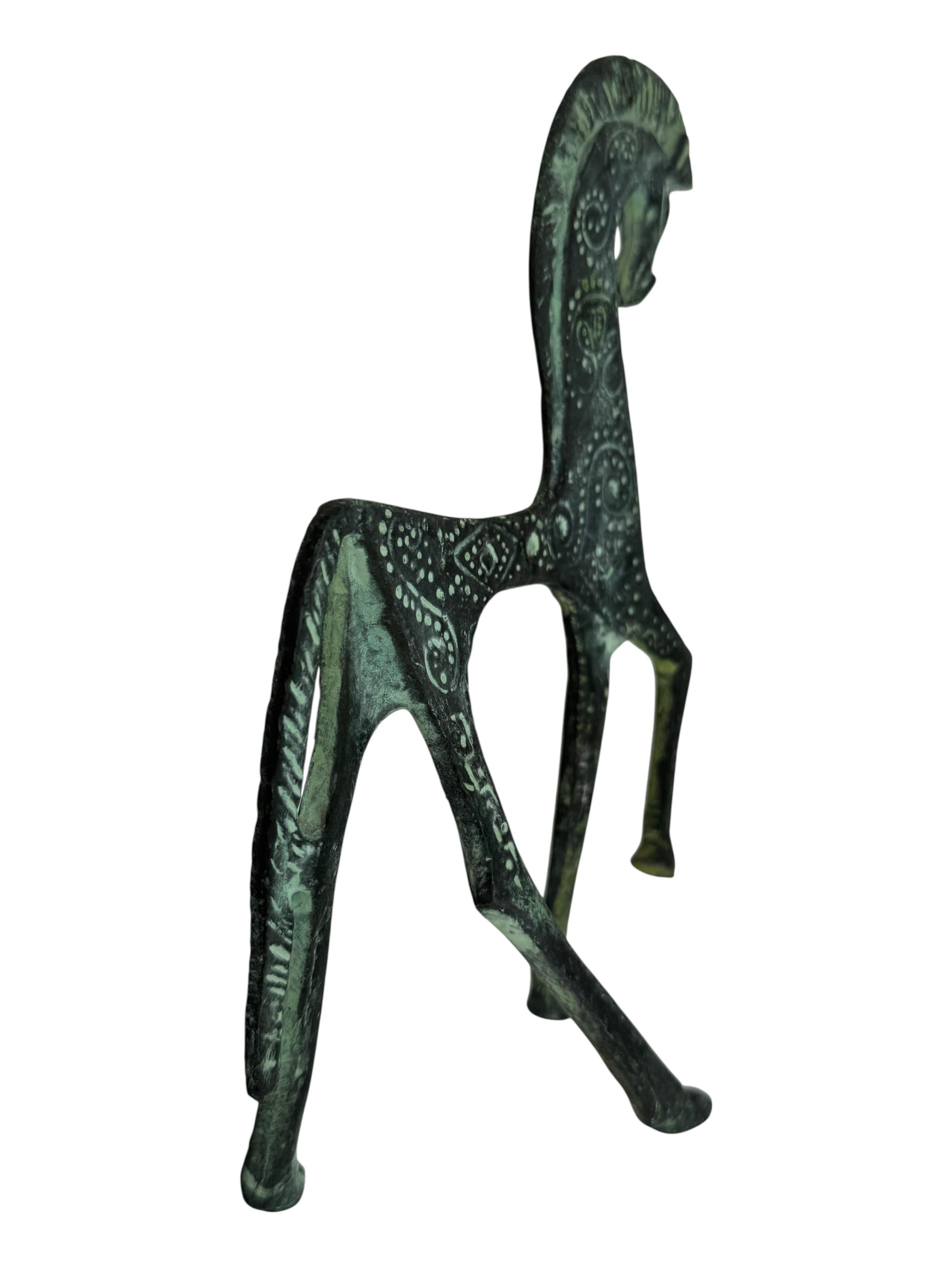 Italiano Figura di cavallo etrusco d'epoca, bronzo, replica museale italiana degli anni 1970-80 in vendita