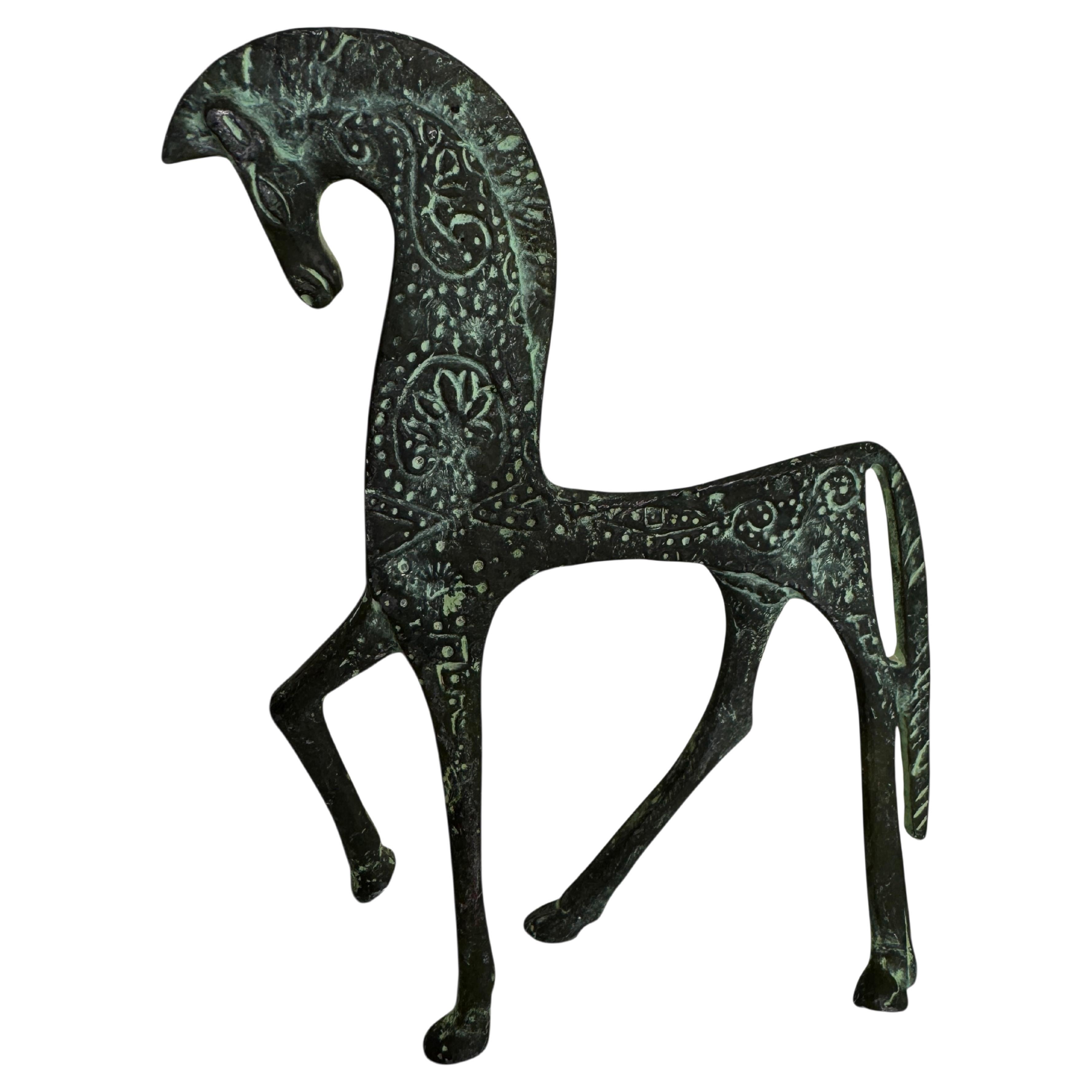 Vintage Etruscan Horse Figure , Bronze Italian Museum Replica Made 1970 - 1980s