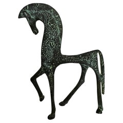 Vintage Etruscan Horse Figure , Bronze Italian Museum Replica Made 1970 - 1980s