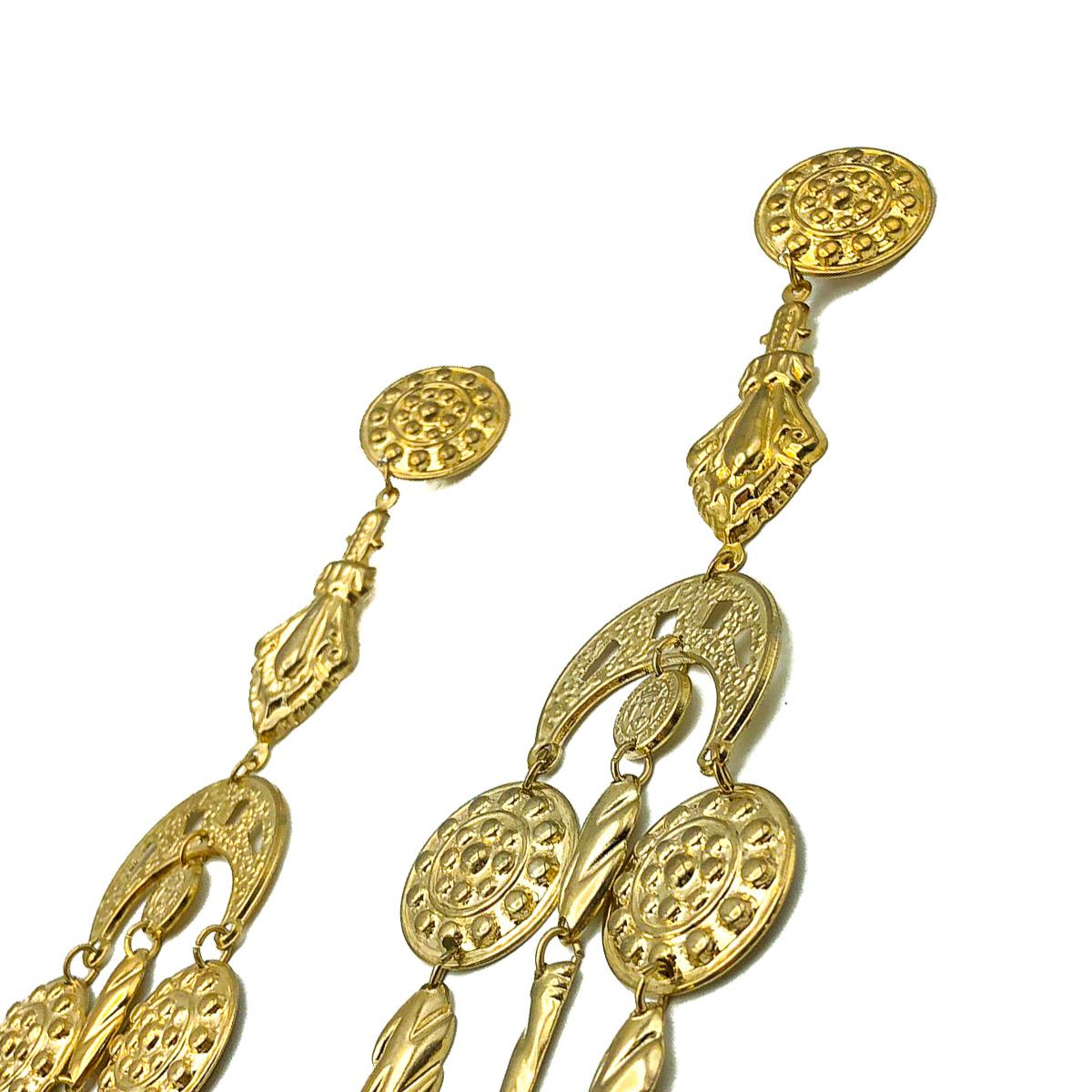 Women's or Men's Vintage Etruscan Inspired Chandelier Earrings 1980s For Sale