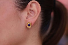 Vintage Etruscan Revival Lapis Lazuli Hochkarätige Gold Ohrstecker