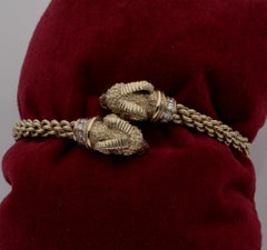 Vintage Etruscan Revival Ram Head Diamond Massive 18 Karat Gold