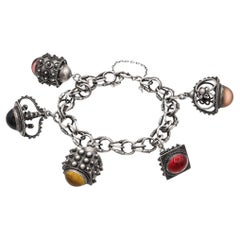 Vintage Etruscan Sterling Silver 5 Charm Bracelet