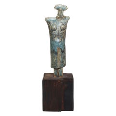 Vintage Etruscan Style Mounted Terracotta Female Idol / Deity Effigy Sculpture