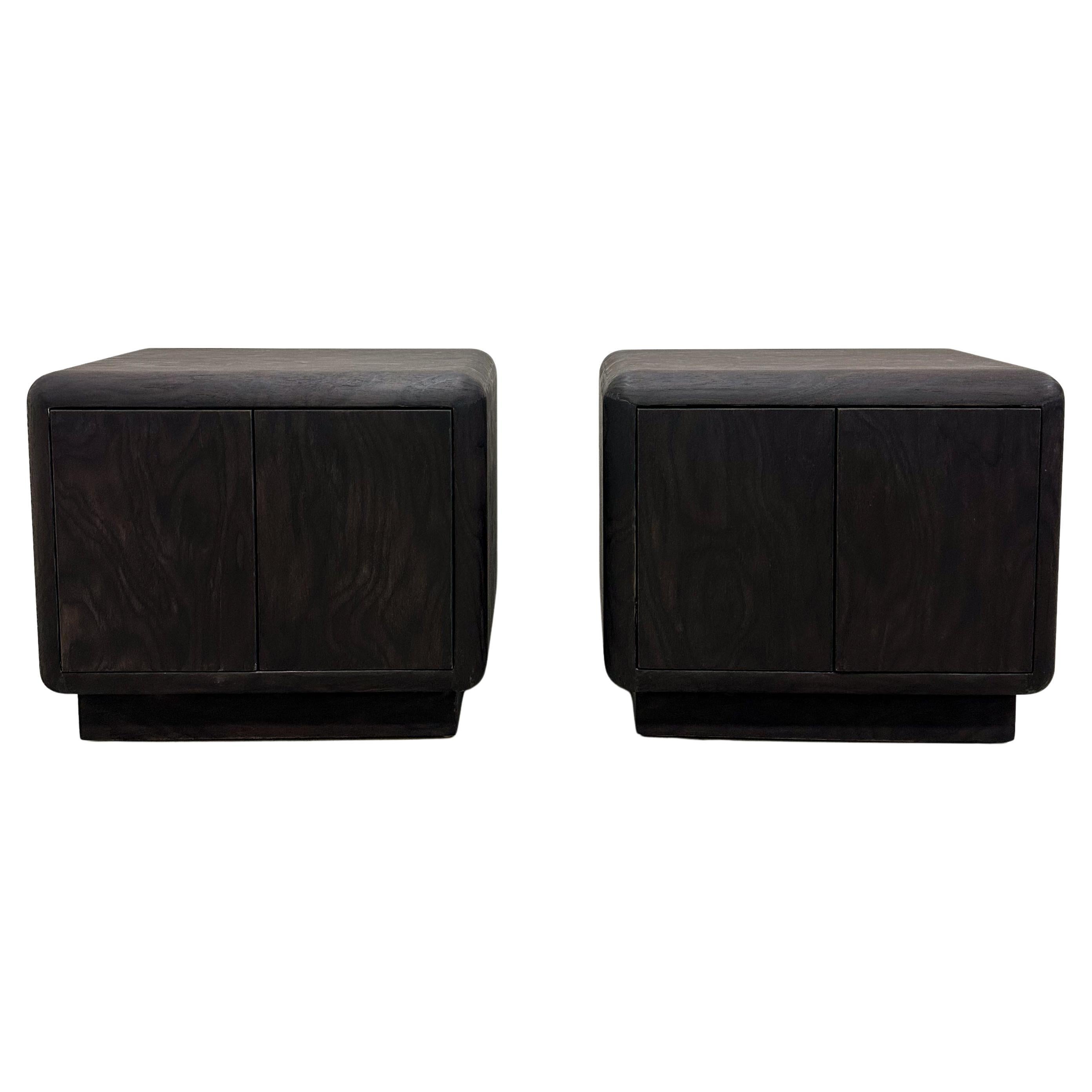 Pair of Vintage Dark Brown Mid-Century Modern Nightstands or Side Tables, 1970s