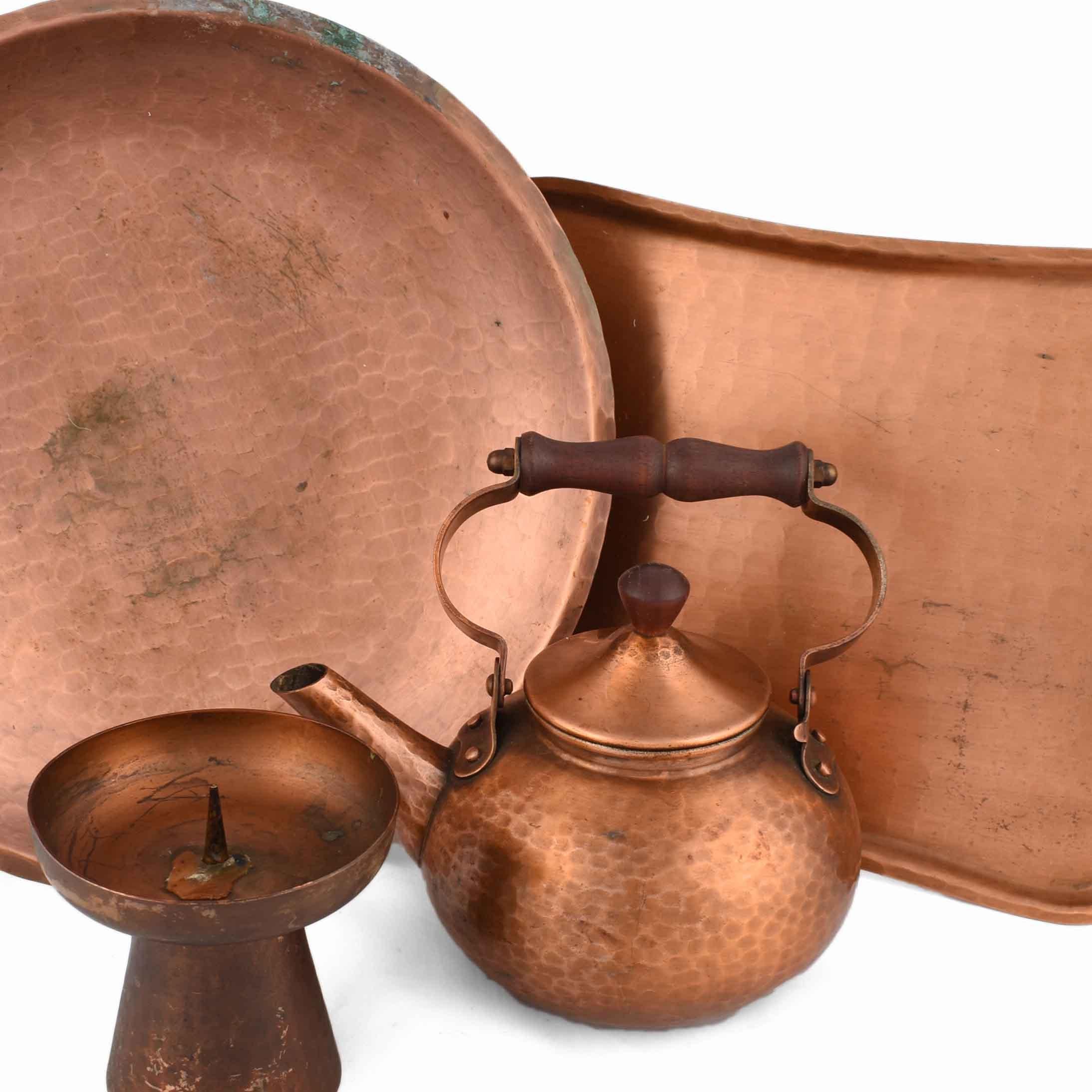 Vintage Eugen Zint Copper Set , Germany, 1950s In Fair Condition For Sale In Roma, IT