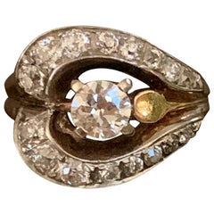 Vintage Euro Cut Diamond 14 Karat Yellow Gold Fashion Ring - Size 7