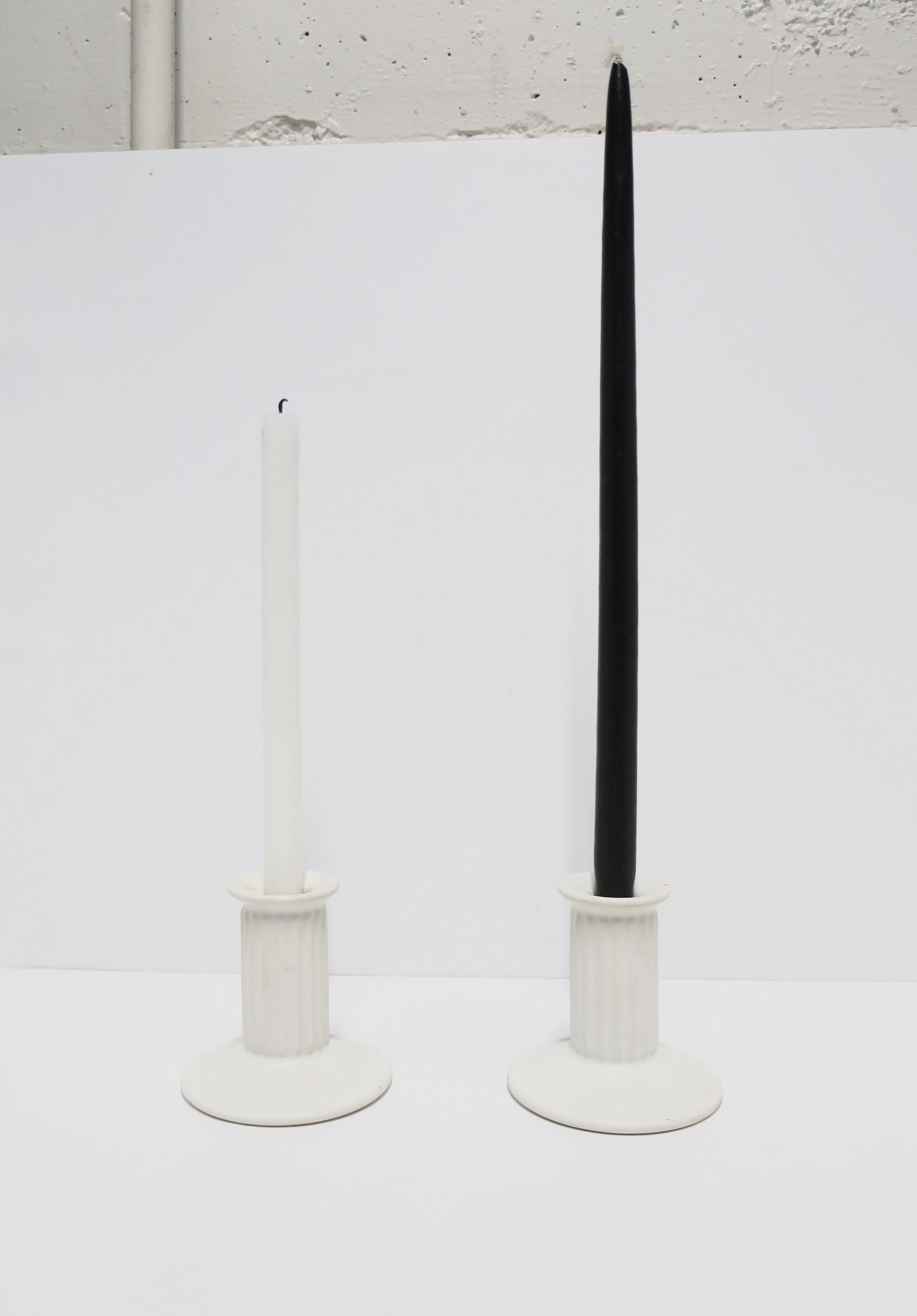Portuguese Neoclassical Column Candlesticks Holders, Pair For Sale