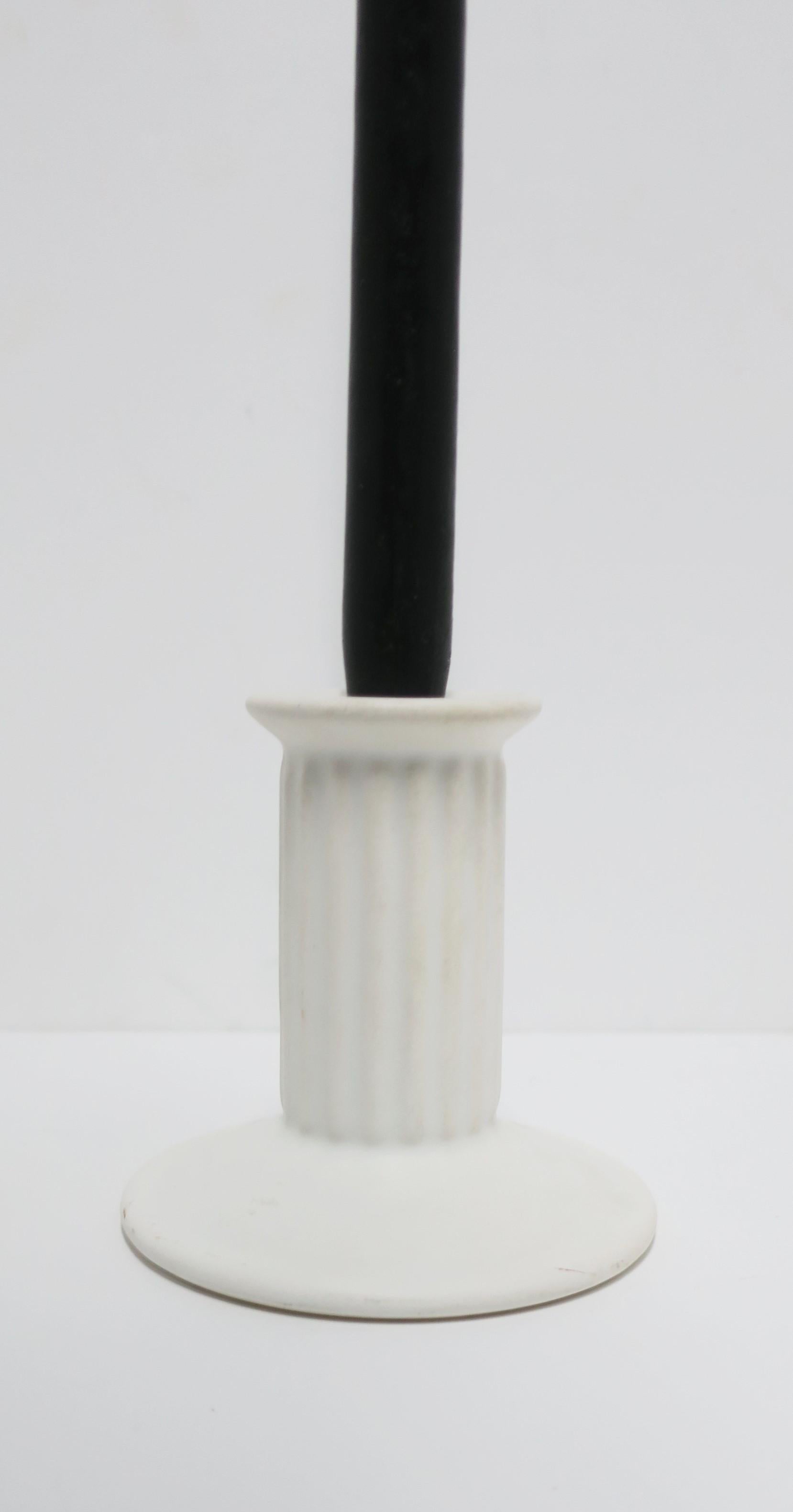 Neoclassical White Column Candlesticks Holders, Pair For Sale 3