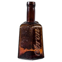 Vintage European Amber Glass Bottle