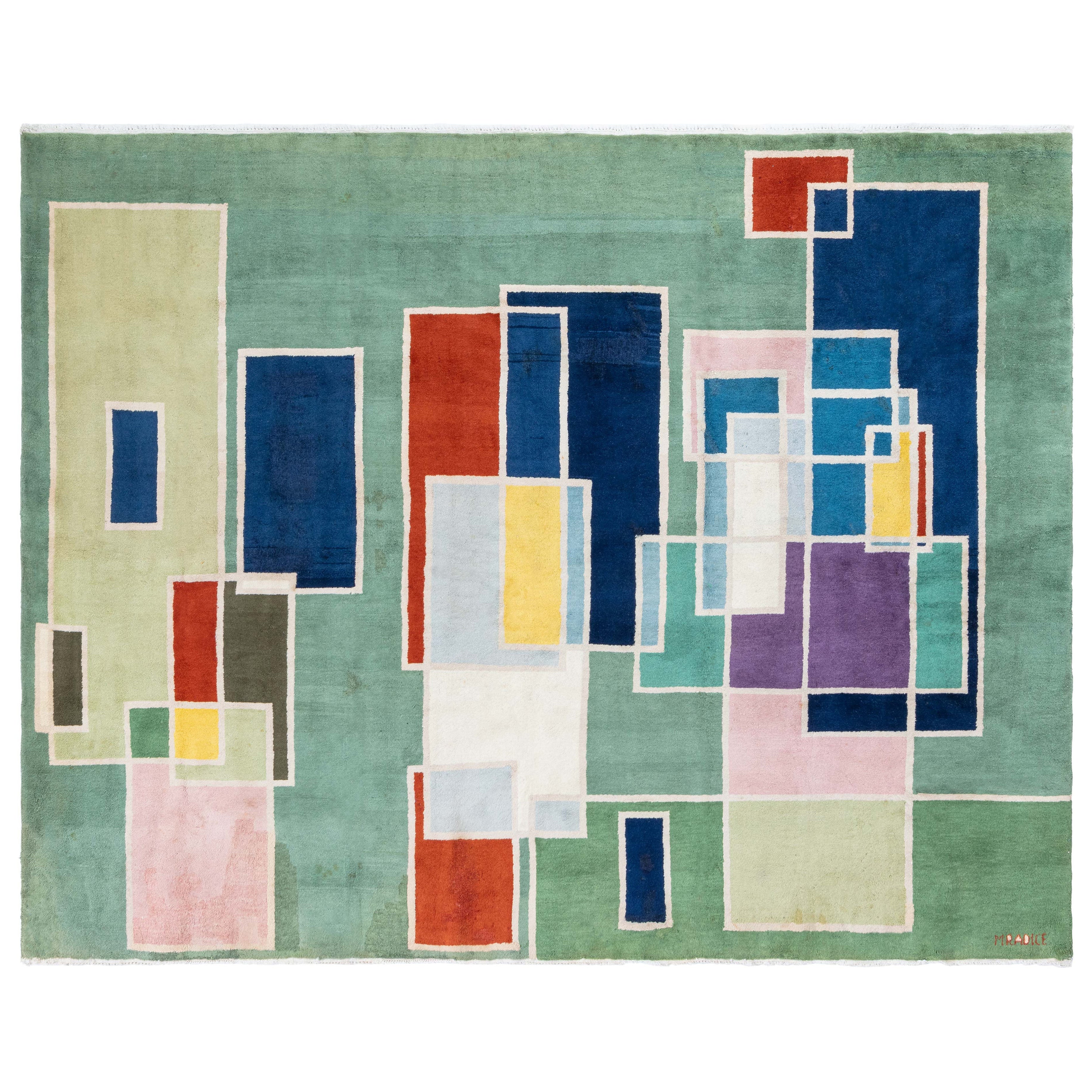 Vintage European Art Deco Rug by Mario Radice at Doris Leslie Blau For Sale