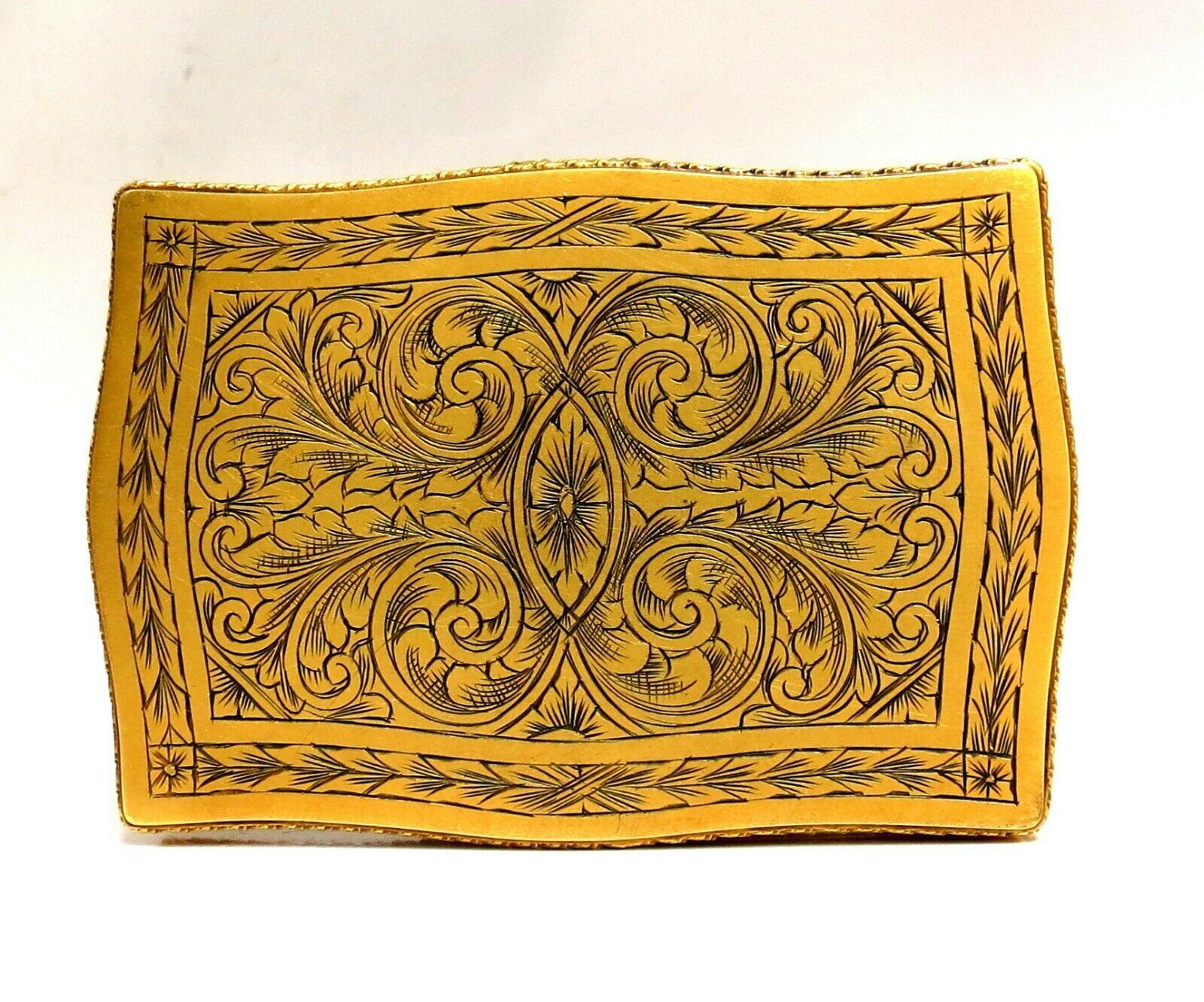 Vintage European Artisan Graver Gold Box Keepsake 18 Karat 7