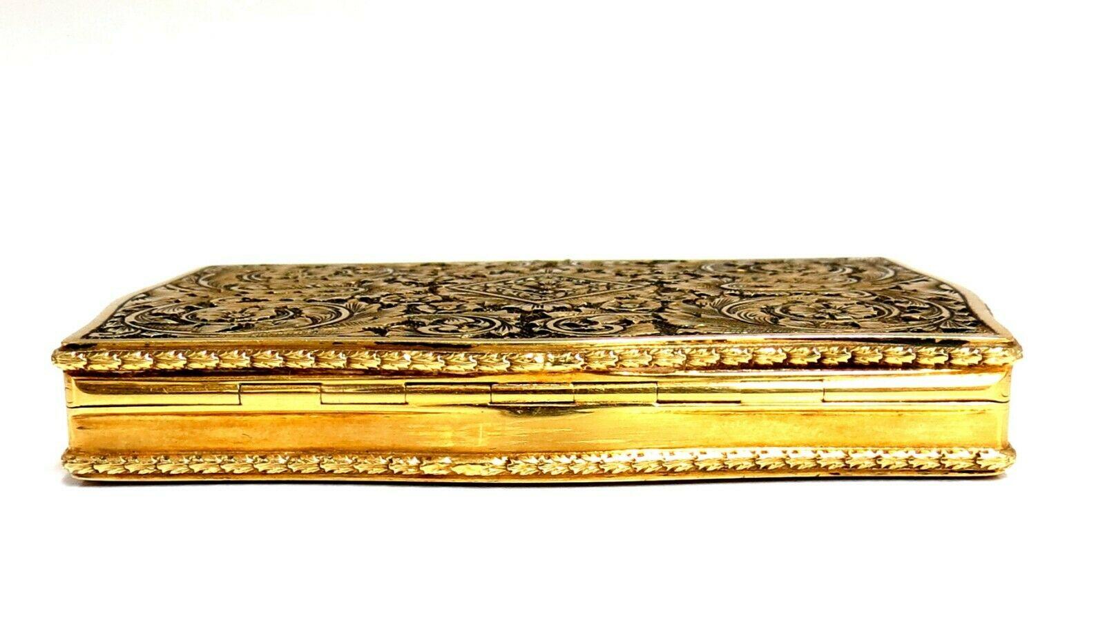 Vintage European Artisan Graver Gold Box Keepsake 18 Karat 1