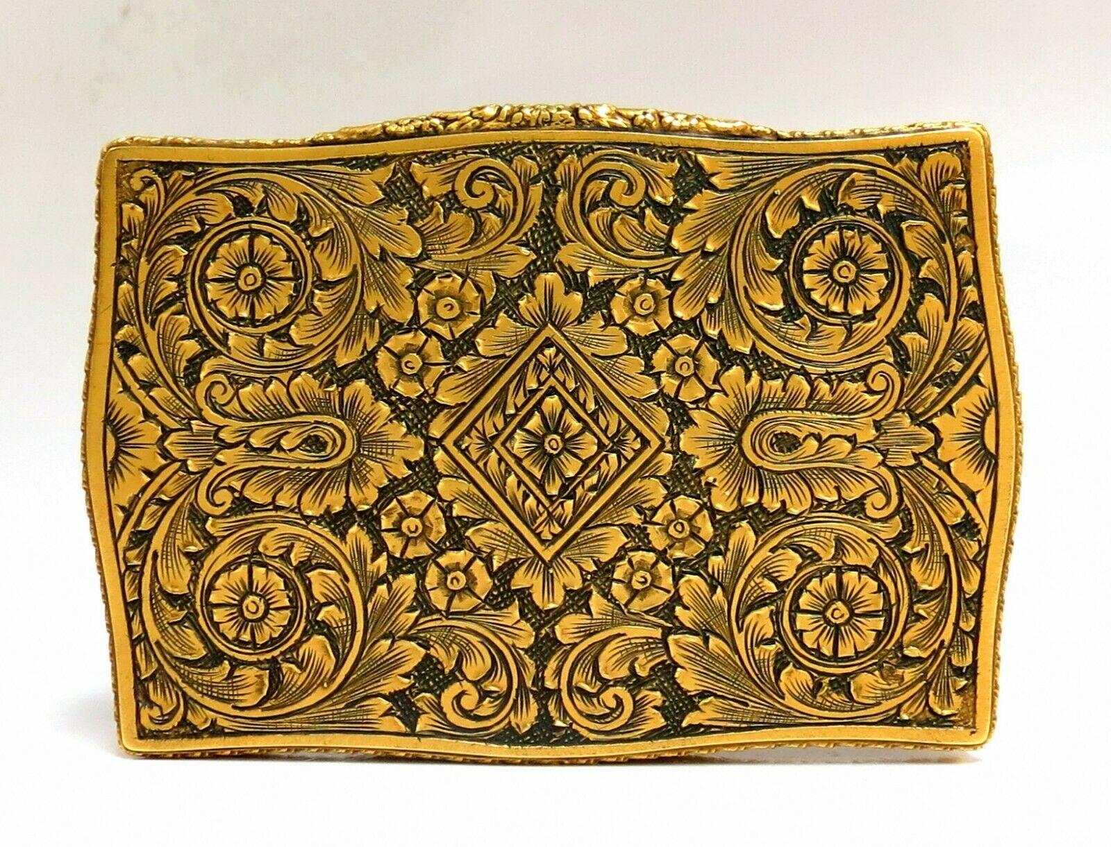 Vintage European Artisan Graver Gold Box Keepsake 18 Karat 3