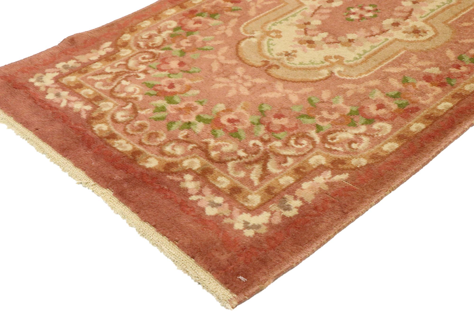 71037 Vintage Machine Made Aubusson Rug, 02'03 x 04'00. Infuse a floral design with a touch of nostalgic charm, and sprinkle in a dash of romantic connotations to achieve this fresh look that seamlessly blends comfort with chic elegance. At the