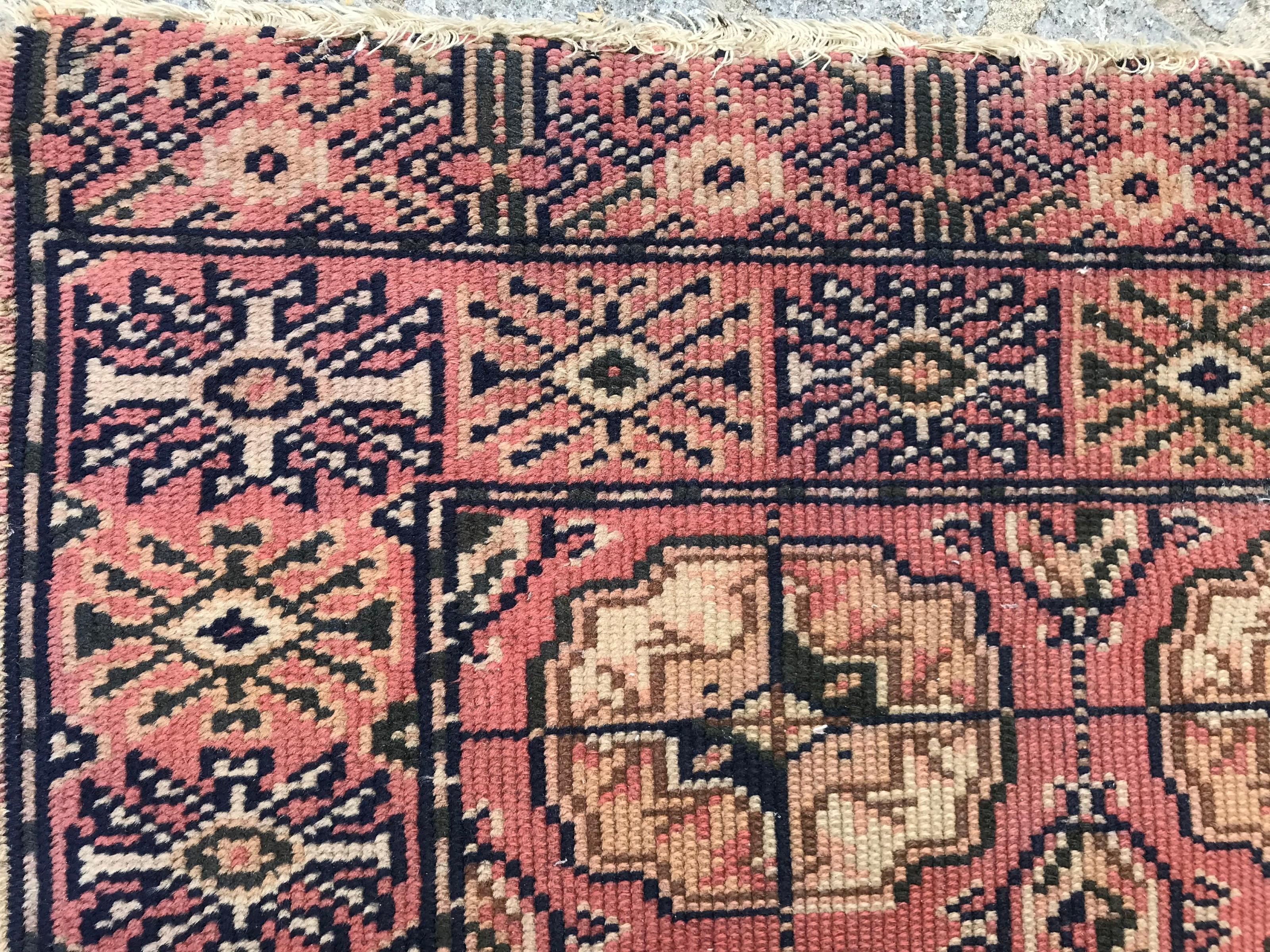 Wool Vintage European Boukhara Design Rug