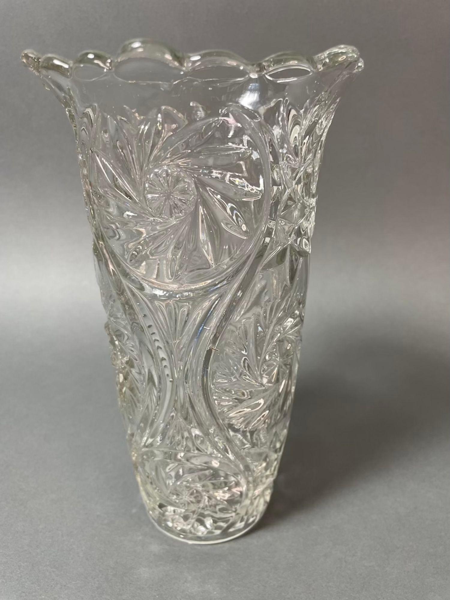 Mid-Century Modern Vintage European Brilliant Cut Glass Vase, circa 1960 from Belgium For Sale